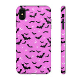 Pink Spooky Bat Print Tough Phone Cases
