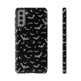 Black Spooky Bat Print Tough Phone Cases