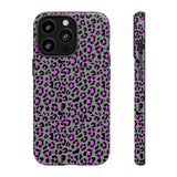 Grey and Pink Leopard Print Tough Phone Case