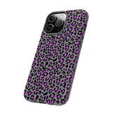 Grey and Pink Leopard Print Tough Phone Case