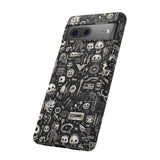 Creepy Doodle Skulls Print Tough Phone Cases