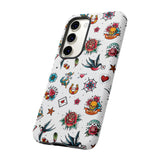 White Old School Retro Tattoo Tough Phone Case