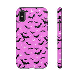 Pink Spooky Bat Print Tough Phone Cases