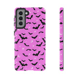 Pink Spooky Bat Print Tough Phone Cases