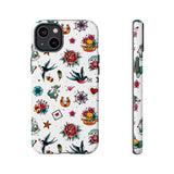White Old School Retro Tattoo Tough Phone Case