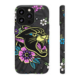 Floral Panther Print Tough Phone Case