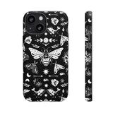 Black Celestial Witchy Moth Goth Tough Phone Case