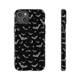 Black Spooky Bat Print Tough Phone Cases