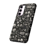 Creepy Doodle Skulls Print Tough Phone Cases