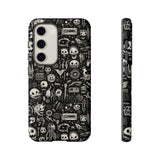 Creepy Doodle Skulls Print Tough Phone Cases