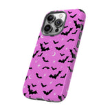 Pink Spooky Bat Print Tough Phone Cases