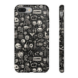 Creepy Doodle Skulls Print Tough Phone Cases