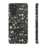 Creepy Doodle Skulls Print Tough Phone Cases