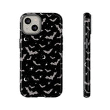 Black Spooky Bat Print Tough Phone Cases