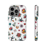 White Old School Retro Tattoo Tough Phone Case