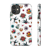 White Old School Retro Tattoo Tough Phone Case