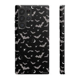 Black Spooky Bat Print Tough Phone Cases