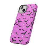 Pink Spooky Bat Print Tough Phone Cases