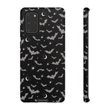 Black Spooky Bat Print Tough Phone Cases