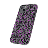 Grey and Pink Leopard Print Tough Phone Case