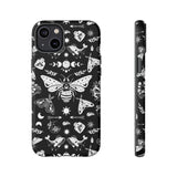 Black Celestial Witchy Moth Goth Tough Phone Case