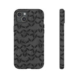 Grey Spooky Bat Print Tough Phone Cases