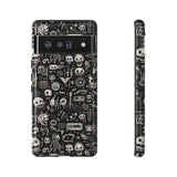 Creepy Doodle Skulls Print Tough Phone Cases