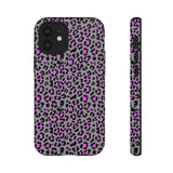 Grey and Pink Leopard Print Tough Phone Case
