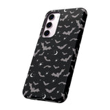 Black Spooky Bat Print Tough Phone Cases