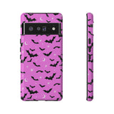 Pink Spooky Bat Print Tough Phone Cases