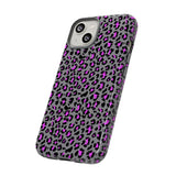 Grey and Pink Leopard Print Tough Phone Case