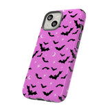 Pink Spooky Bat Print Tough Phone Cases
