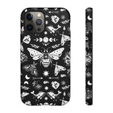 Black Celestial Witchy Moth Goth Tough Phone Case