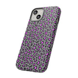 Grey and Pink Leopard Print Tough Phone Case