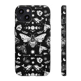 Black Celestial Witchy Moth Goth Tough Phone Case