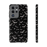 Black Spooky Bat Print Tough Phone Cases