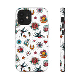 White Old School Retro Tattoo Tough Phone Case