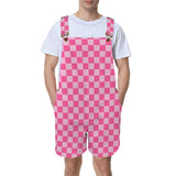 pink checkered overalls worn by make model
