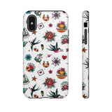 White Old School Retro Tattoo Tough Phone Case