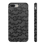 Grey Spooky Bat Print Tough Phone Cases