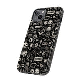Creepy Doodle Skulls Print Tough Phone Cases