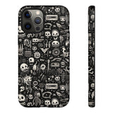 Creepy Doodle Skulls Print Tough Phone Cases
