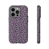 Grey and Pink Leopard Print Tough Phone Case