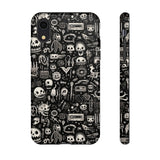 Creepy Doodle Skulls Print Tough Phone Cases