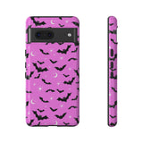 Pink Spooky Bat Print Tough Phone Cases