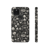 Creepy Doodle Skulls Print Tough Phone Cases