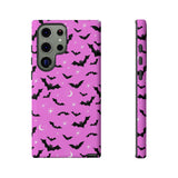 Pink Spooky Bat Print Tough Phone Cases