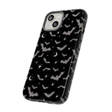 Black Spooky Bat Print Tough Phone Cases