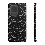 Black Spooky Bat Print Tough Phone Cases
