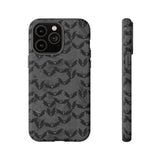 Grey Spooky Bat Print Tough Phone Cases